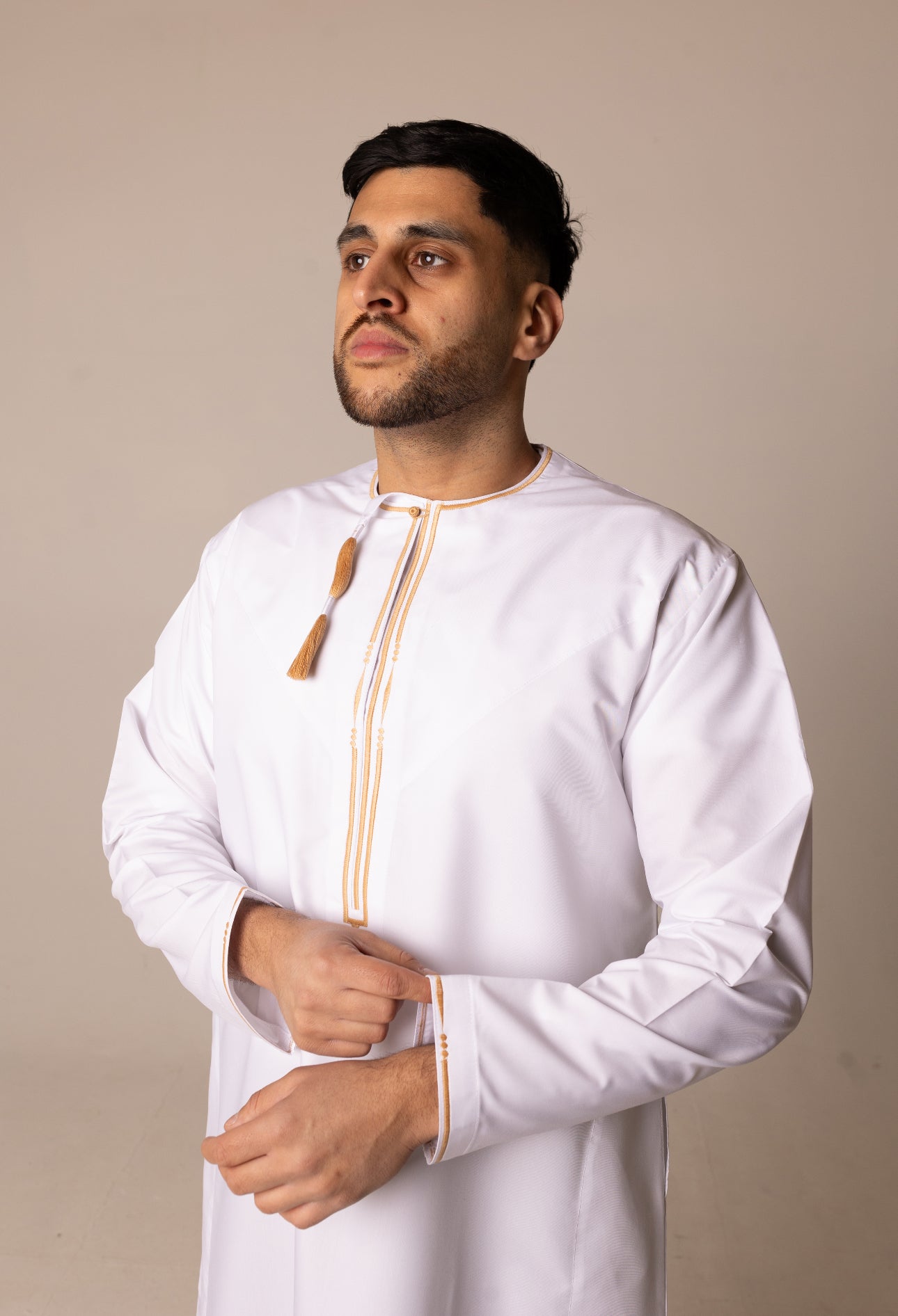 Kids White & Gold Patterned Omani Thobe RM25 image 5