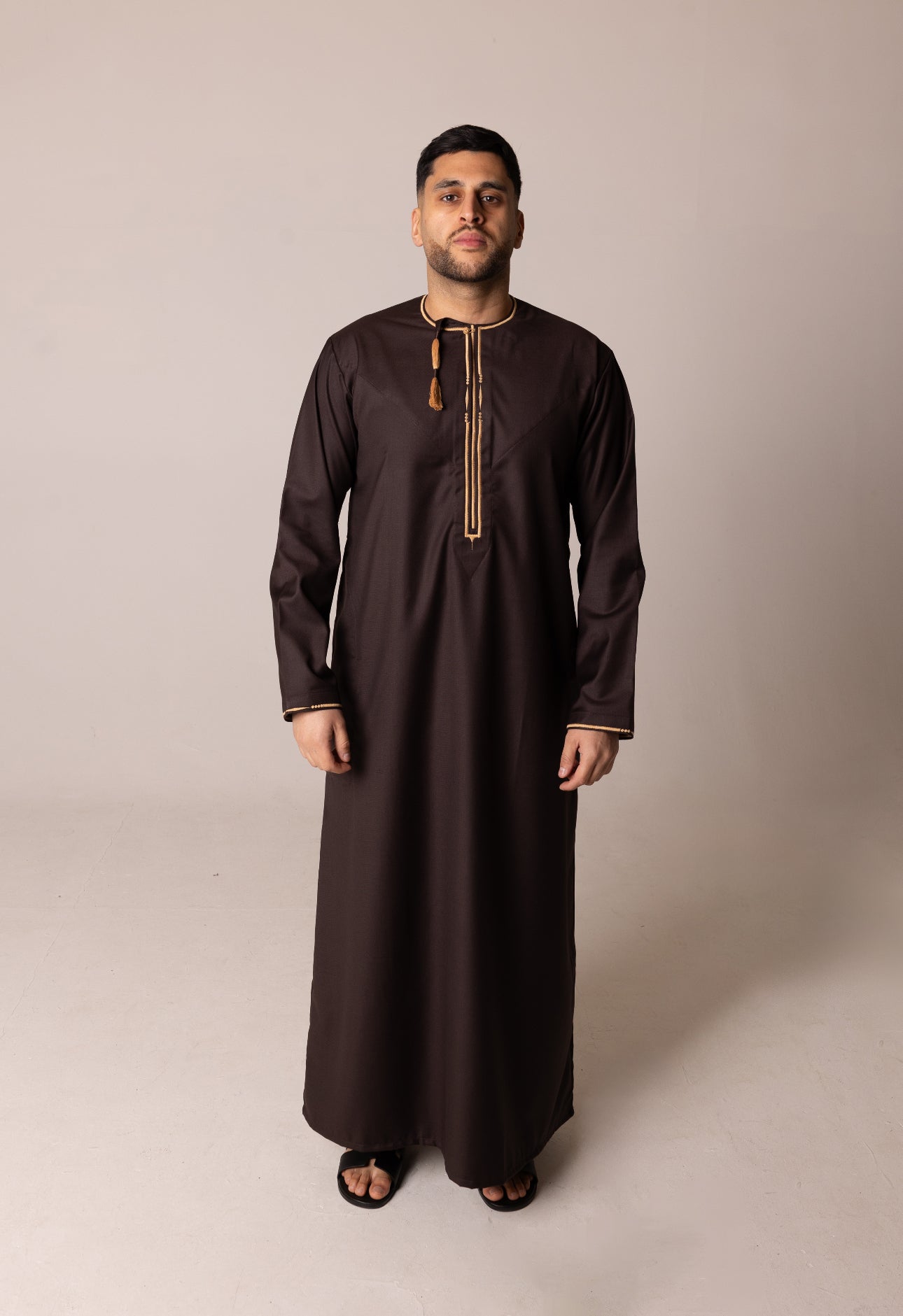 Brown & Gold Patterned Omani Thobe RM25 image 0