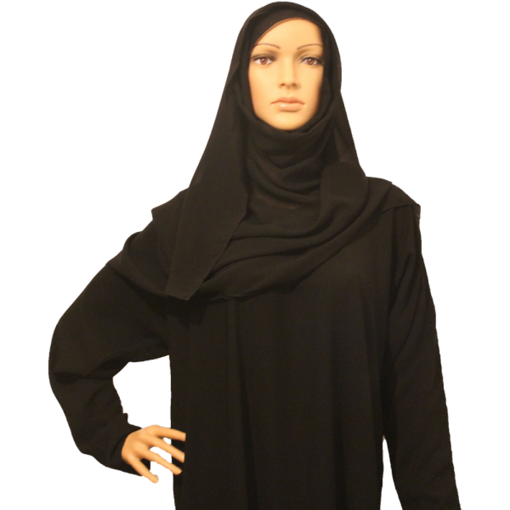 Plain Black Abaya With Long Scarf